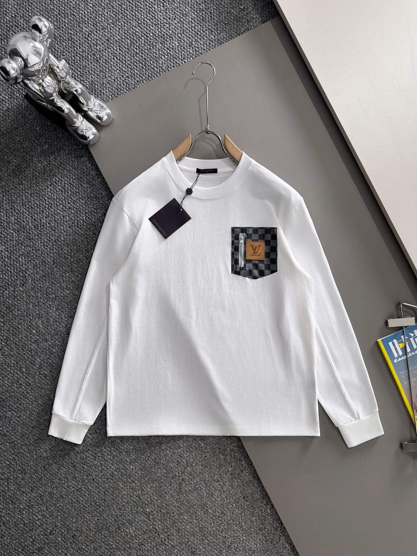 Plaid Pocket Zipper Sweatshirt