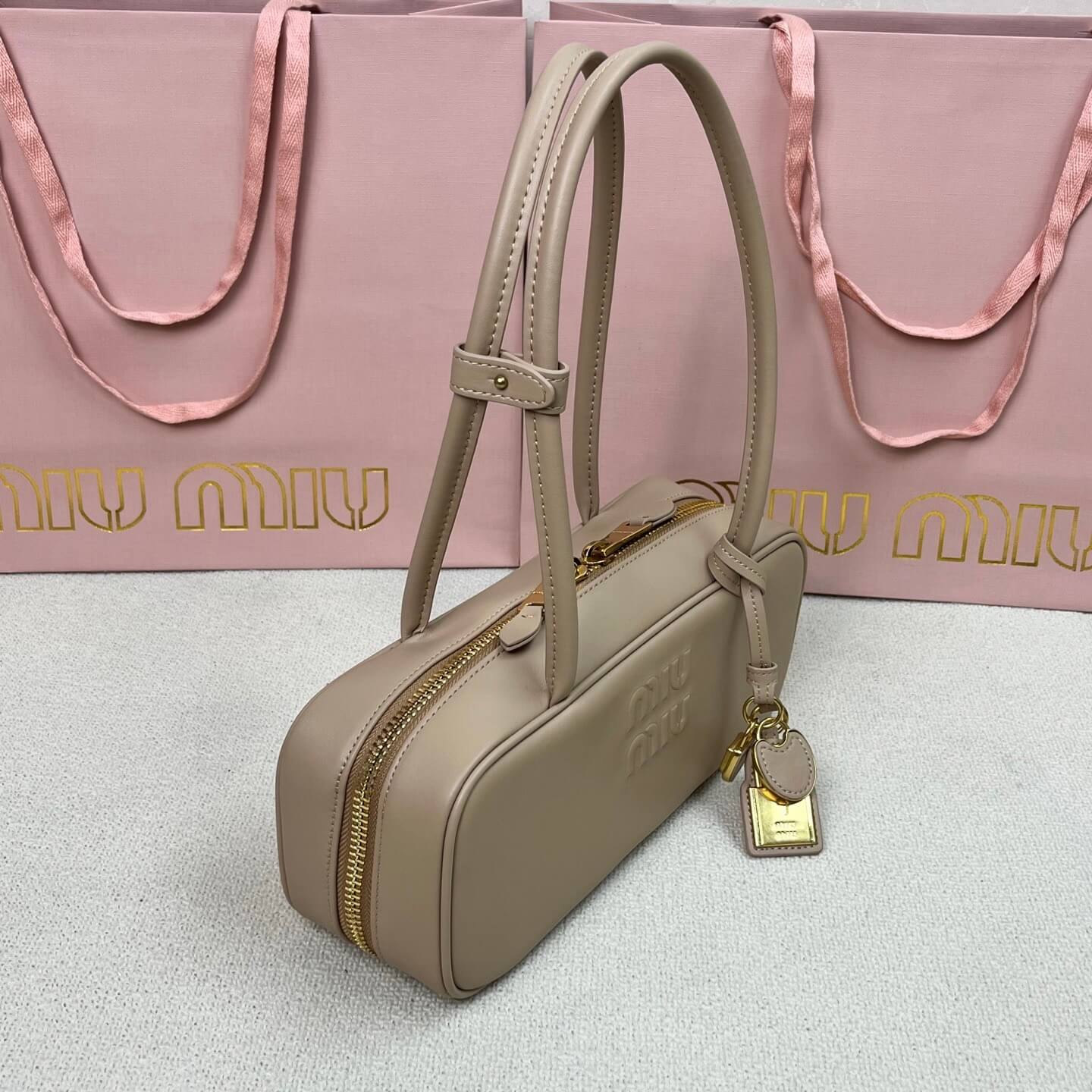 Casual & Edgy Leather Letter Bowling Bag