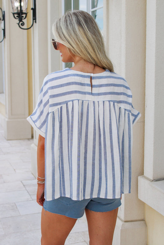 All I Need Striped Top - Ocean Blue