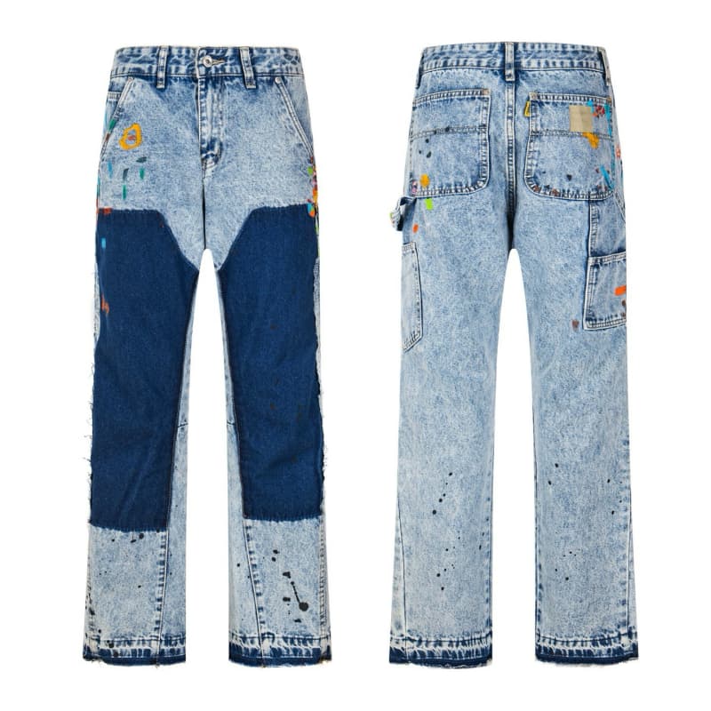 Graffiti Splash Paint Washed Denim Pants