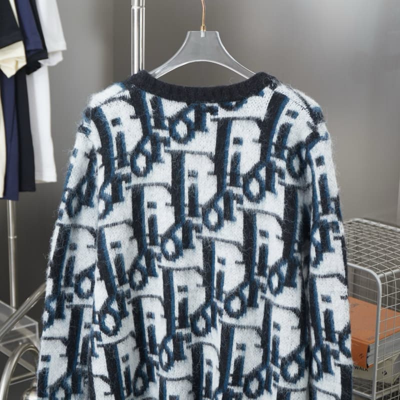 Mohair All-Over Jacquard Knit Cardigan Sweater