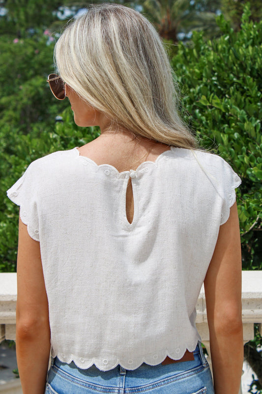 Making Memories Eyelet Embroidered Top - Natural