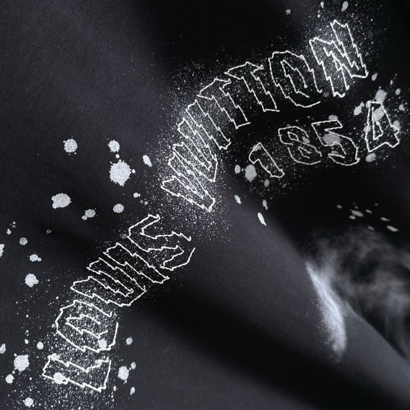 Embroidered Letter & Ink-Spray Graphic Sweatshirt