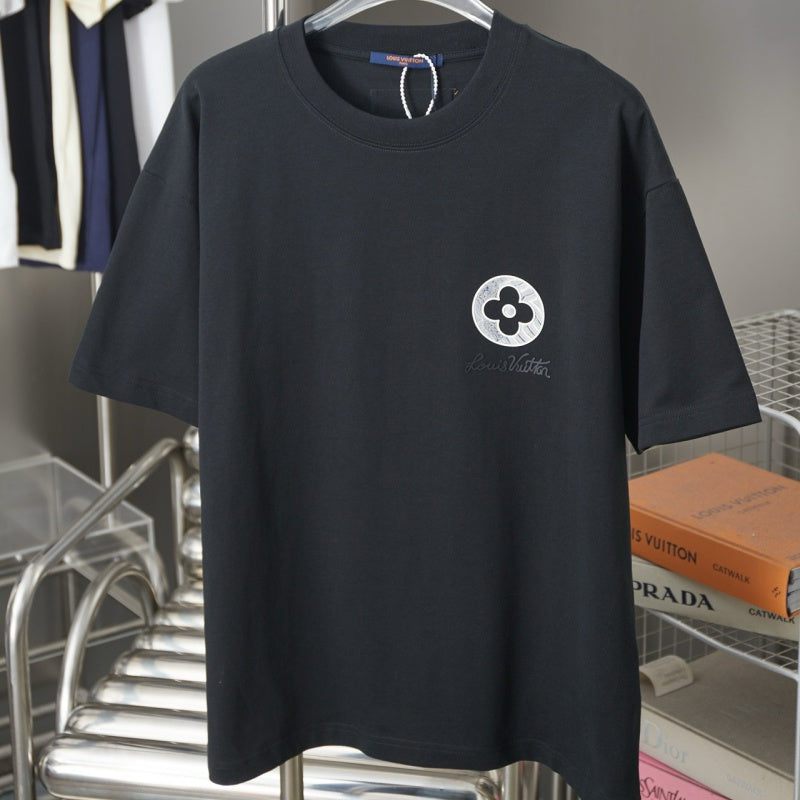 Letter Canvas Patch Monogram Flower T-Shirt
