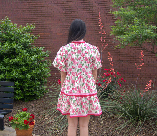 Bubble Sleeve Tiered Mini Dress