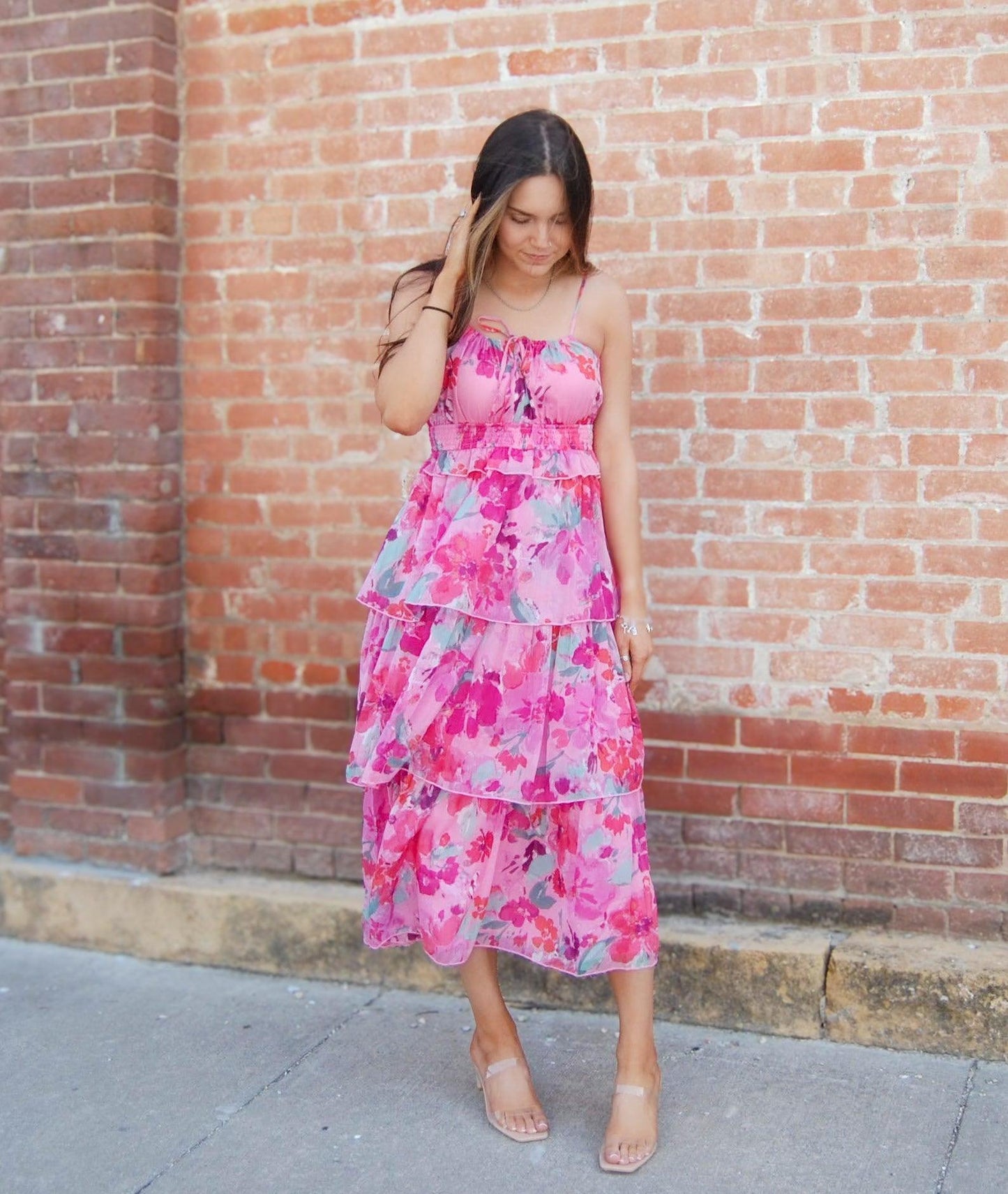 Floral Layered Midi Dress
