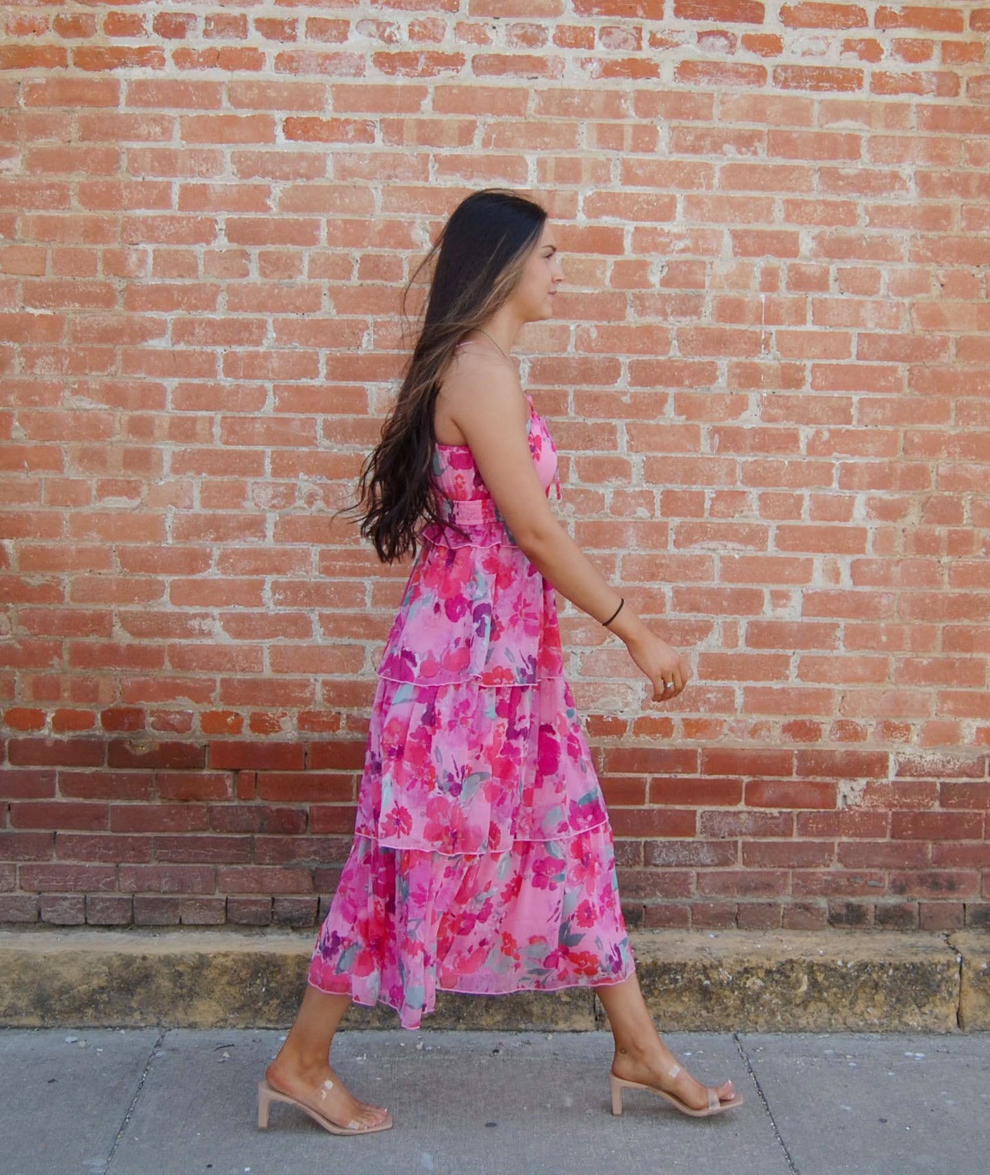Floral Layered Midi Dress