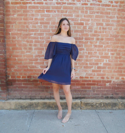 Flutter Sleeve Yoryu Chiffon Dress