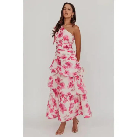 One Shoulder Tiered Maxi Dress