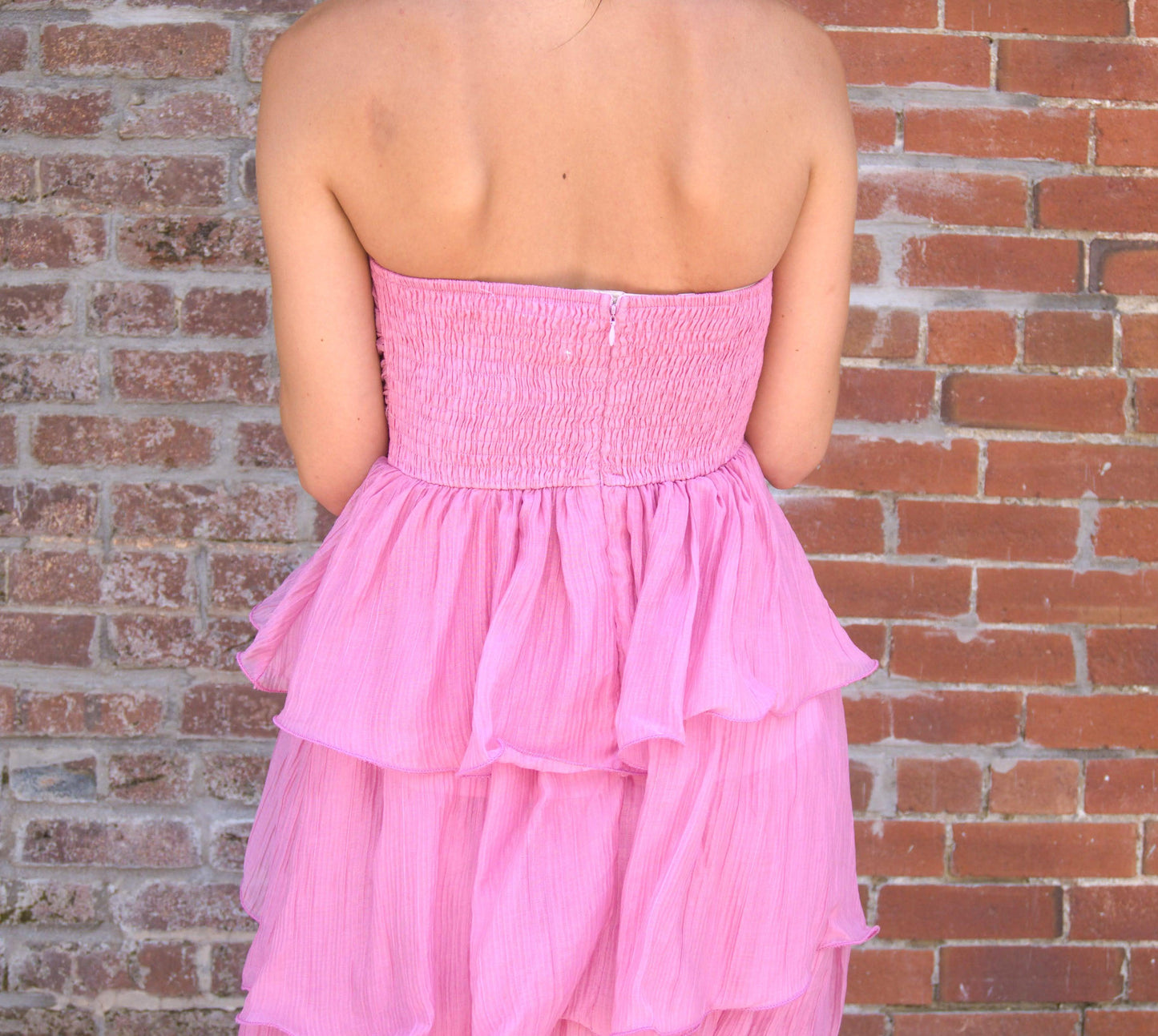 Ruffle Detail Tube Midi Dress