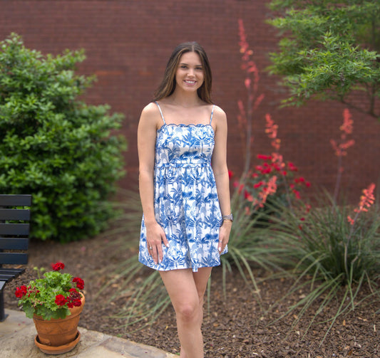 Scalloped Neckline Mini Dress