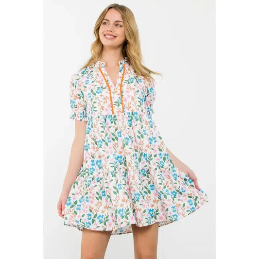 Short Sleeve Floral Mini Dress