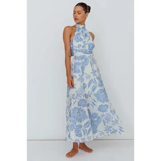 Sleeveless Halter Maxi Dress