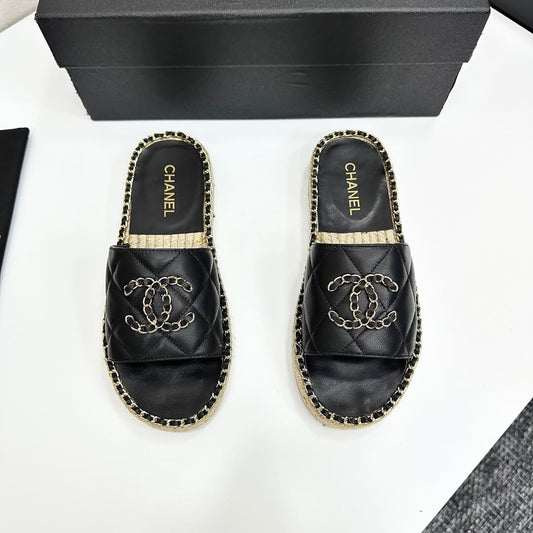 Runway Edition Leather-Patch Woven Sandals
