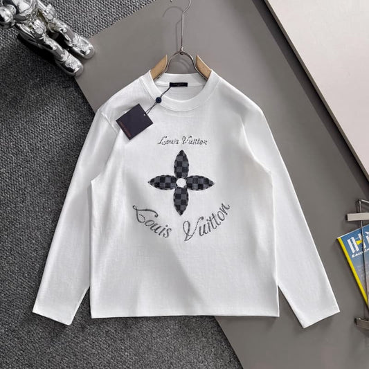Letter Embroidered Monogram Flower Sweatshirt
