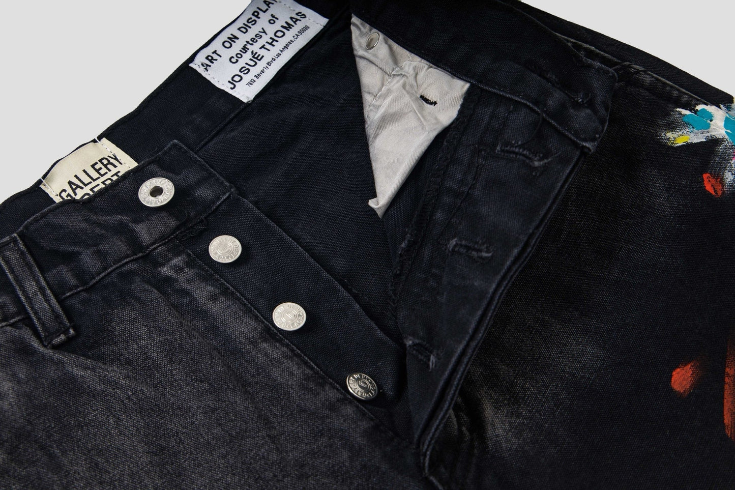 Black Graffiti Splash Paint Washed Denim Pants