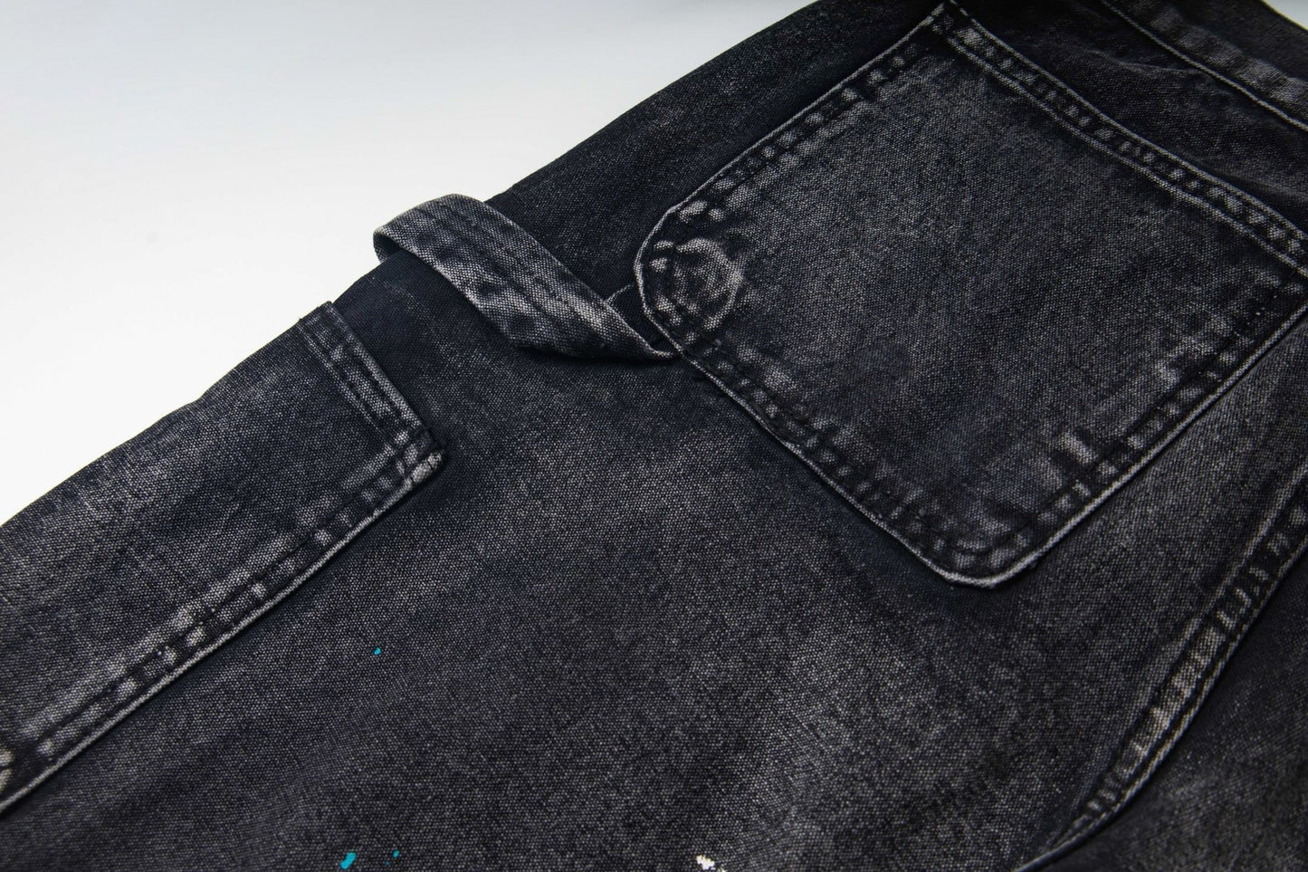 Black Graffiti Splash Paint Washed Denim Pants
