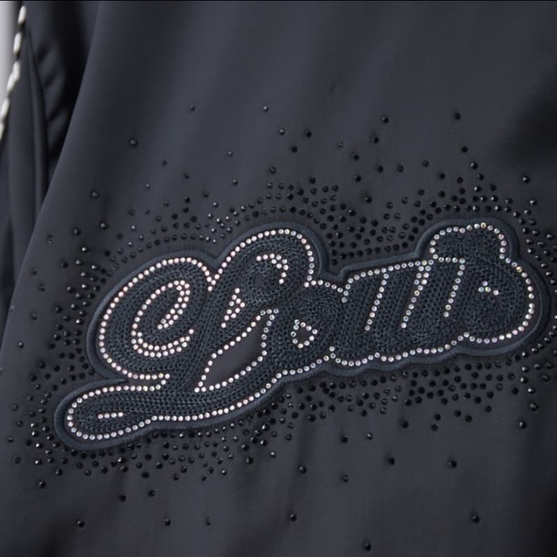 Embroidered Rhinestone Cotton Bomber Jacket
