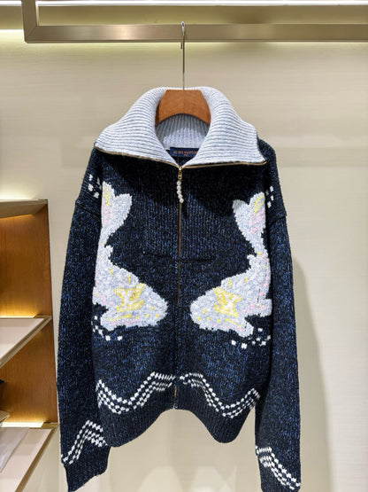 Koi Embroidered Zip-Up Jacket
