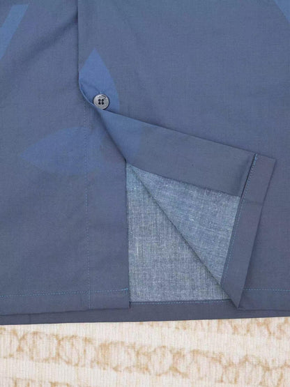 Blue Button-Up Short Sleeve T-Shirt