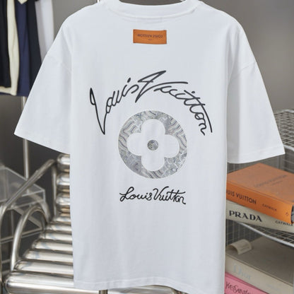 Letter Canvas Patch Monogram Flower T-Shirt
