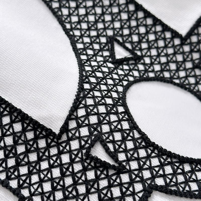 Embroidered Patterned Collar & Emblem Black Sweatshirt