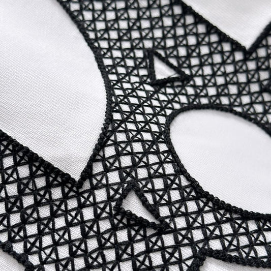 Embroidered Patterned Collar & Emblem Black Sweatshirt