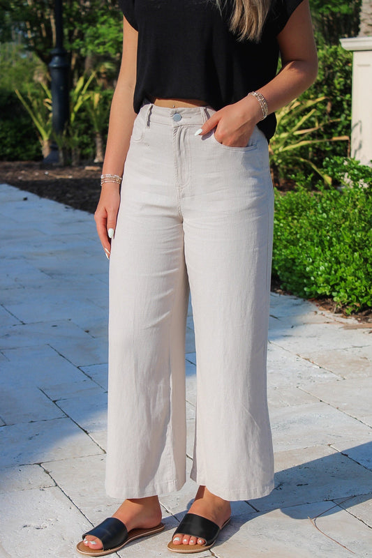 Dear John: Audrey Wide Leg Pants - Stone