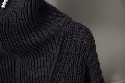 Bomber Pin Half-Zip Knitted Cardigan Sweater