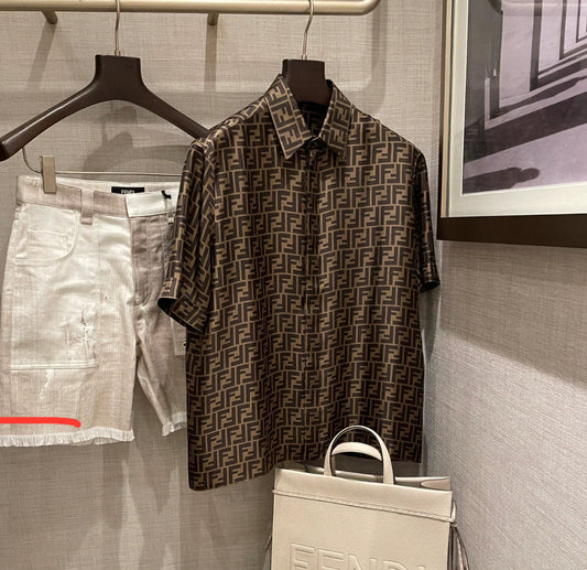 Letter Fashion Brown Toned Short-Sleeve Shirt