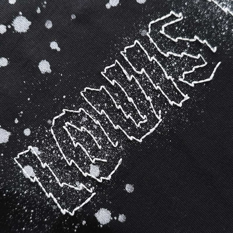 Embroidered Letter & Ink-Spray Graphic Sweatshirt
