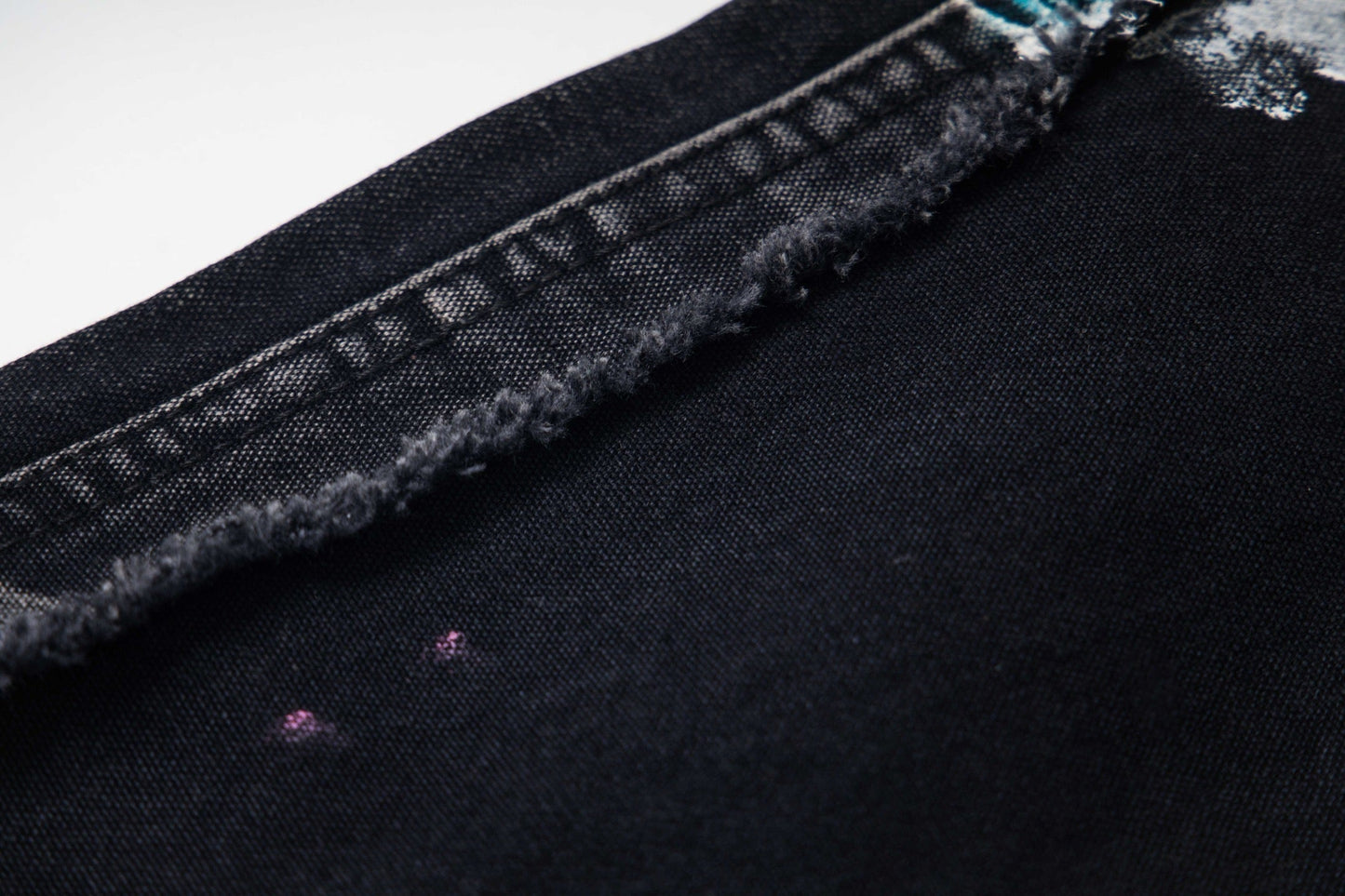 Black Graffiti Splash Paint Washed Denim Pants