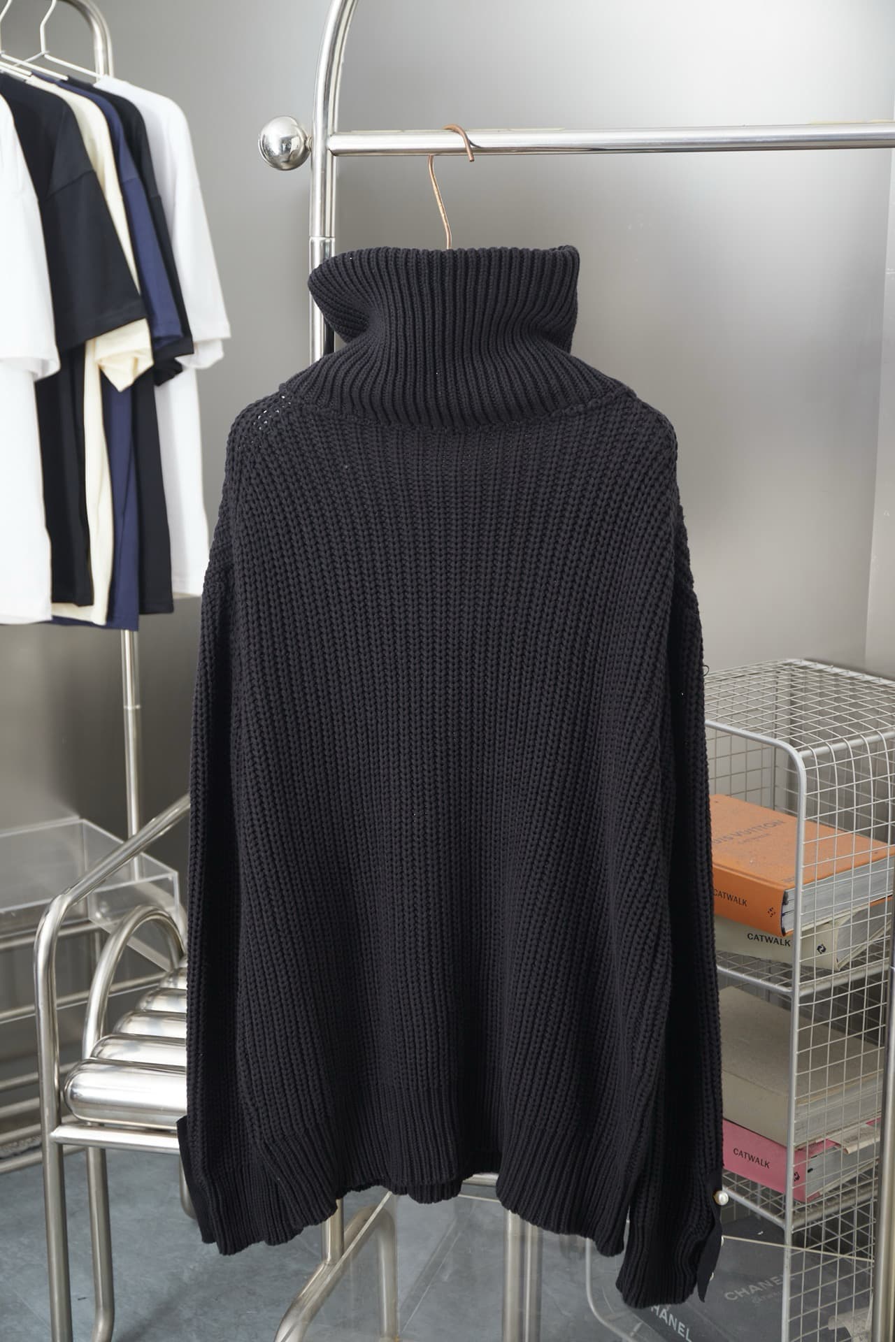 Bomber Pin Half-Zip Knitted Cardigan Sweater