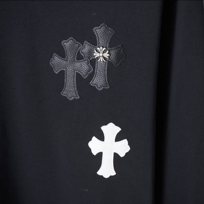 Cross Emblem Leather Patch Sweatshirt