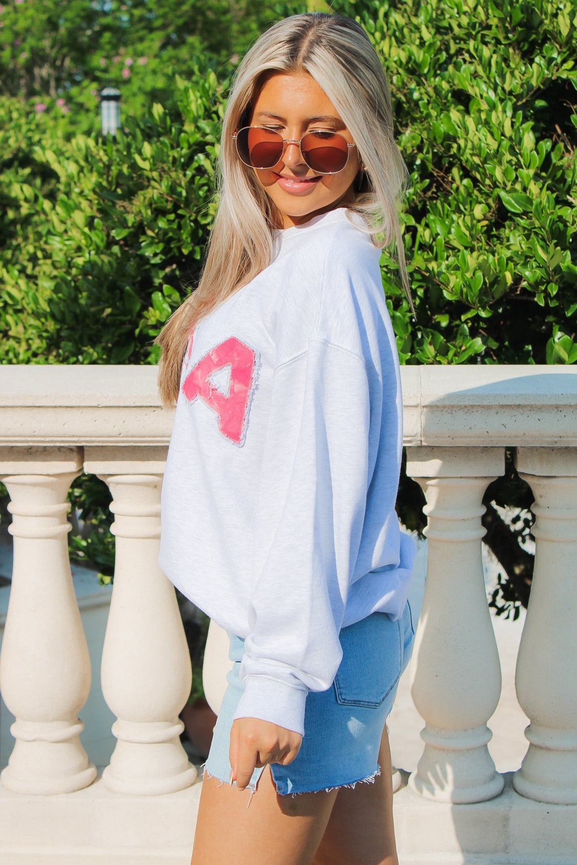USA French Terry Crewneck Sweatshirt - Ash Gray