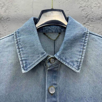 Pocket Letter Embroidered Denim Shirt
