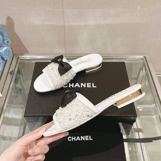 Elegant Sequined Bow Sandals