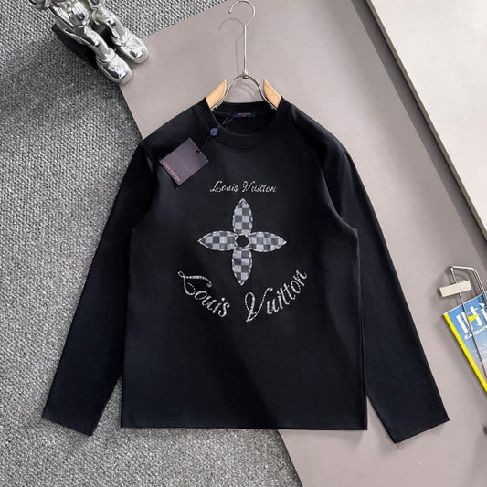 Letter Embroidered Monogram Flower Sweatshirt