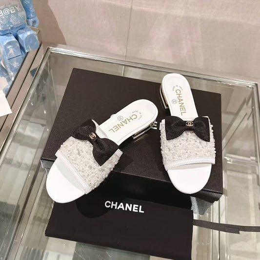 Elegant Sequined Bow Sandals