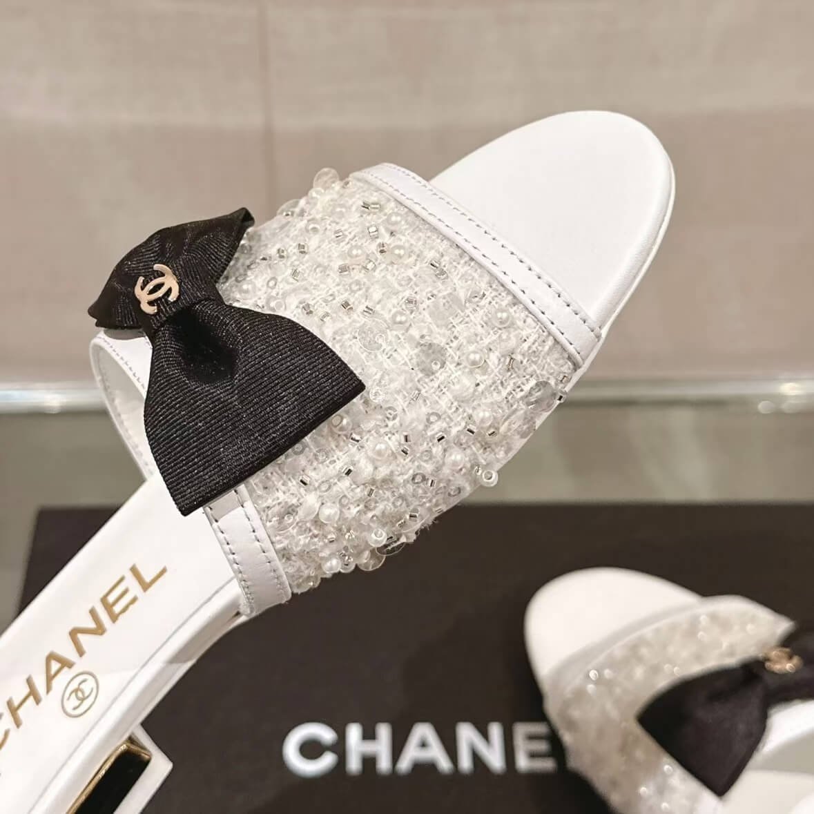 Elegant Sequined Bow Sandals