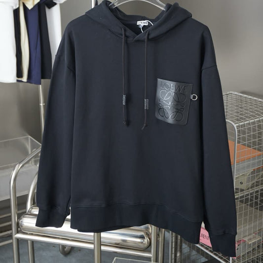 Classic Calf Leather Pocket Hoodie