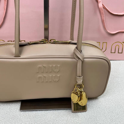 Casual & Edgy Leather Letter Bowling Bag