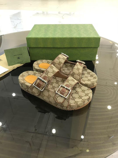 Brown All-Over Print Slippers