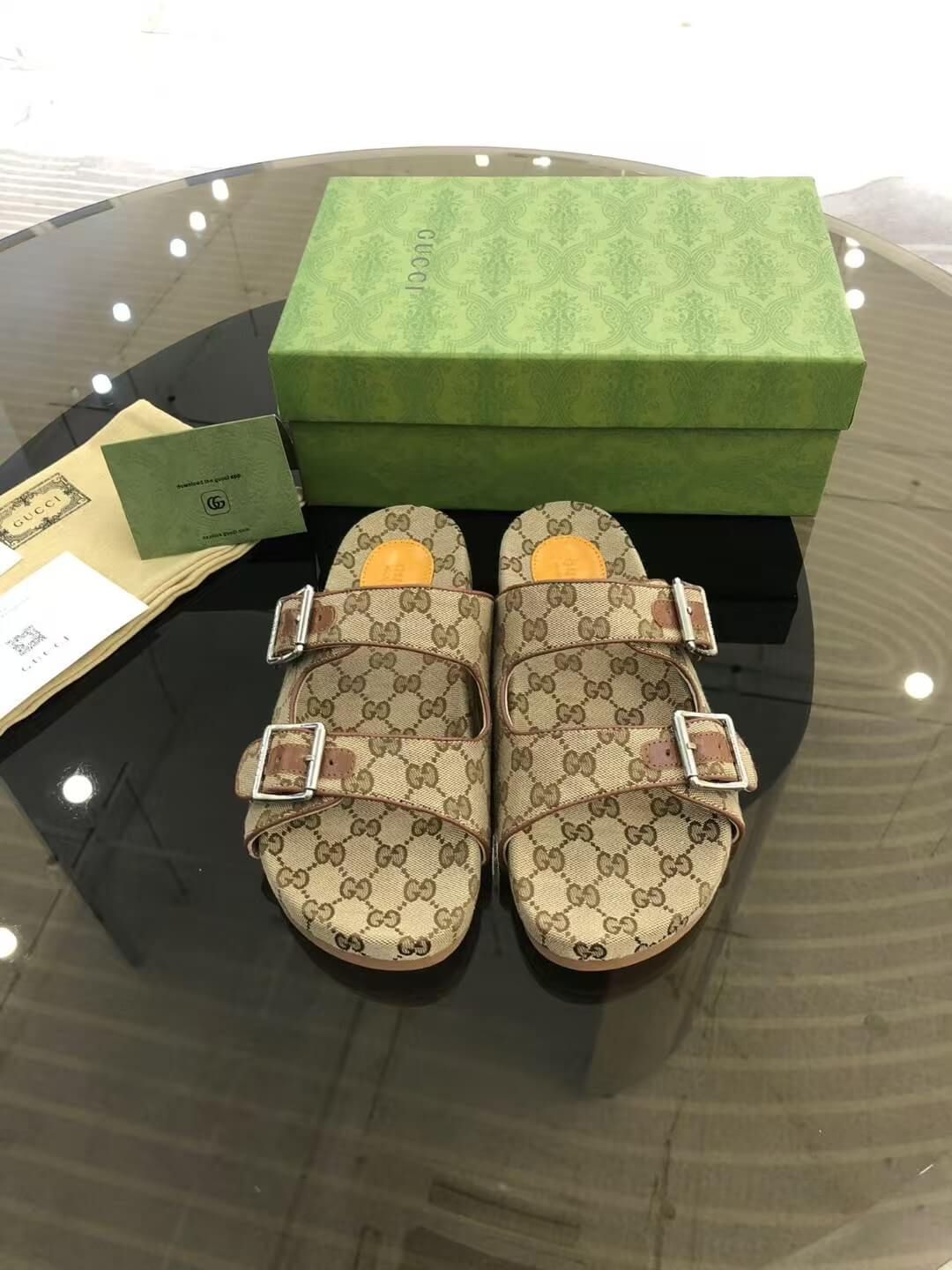 Brown All-Over Print Slippers