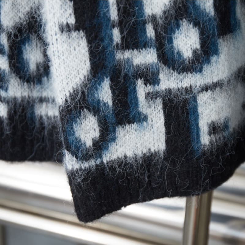 Mohair All-Over Jacquard Knit Cardigan Sweater