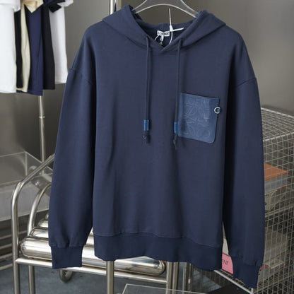 Classic Calf Leather Pocket Hoodie