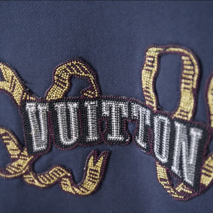 Embroidered Beaded Letter Sweatshirt