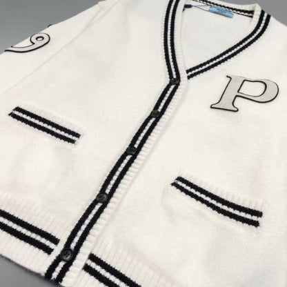 Patchwork Knitted Wool Cardigan Jacket