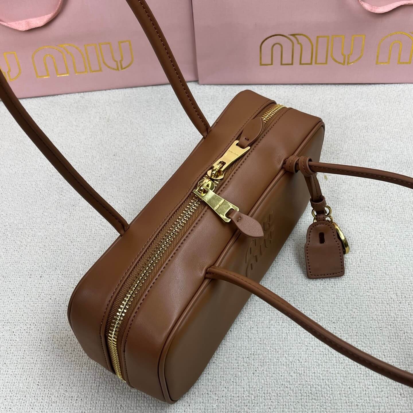 Casual & Edgy Leather Letter Bowling Bag