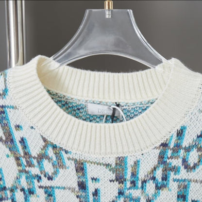 All-Over Jacquard Crewneck Sweater